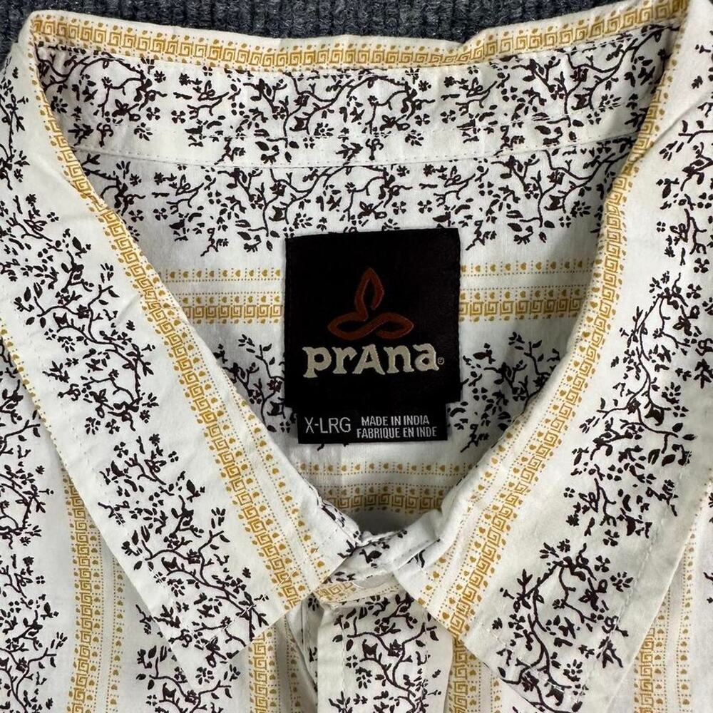 PrAna Men’s Vertical Floral Stripe Button Up Shirt Y2K 90s Grunge Cottagecore XL - Picture 3 of 8